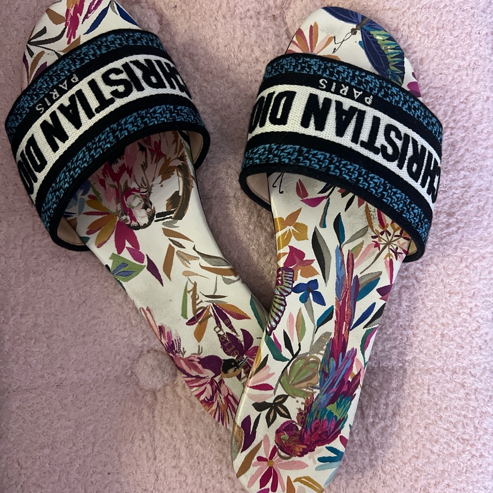 Dior Women's Floral Slide Sandals - Multicolor